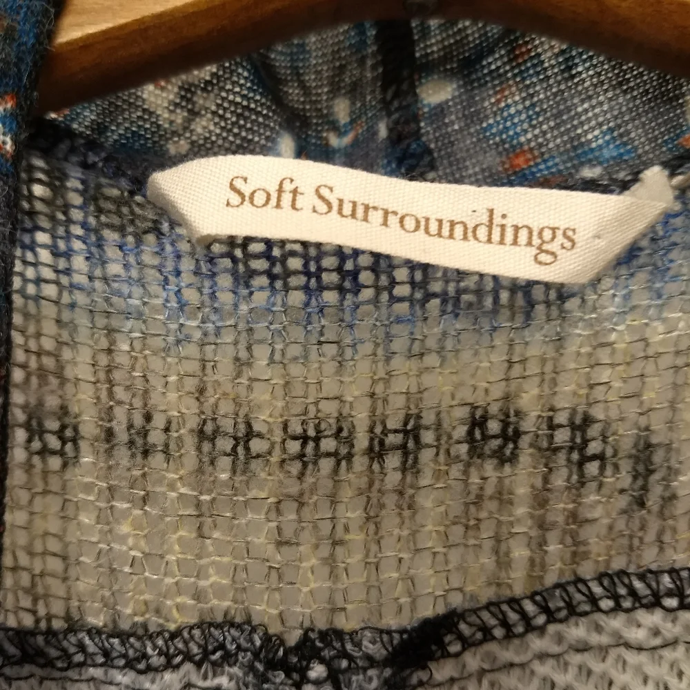 Soft Surroundings Boho Vest in multi color blues and tans - Picture 6 of 7